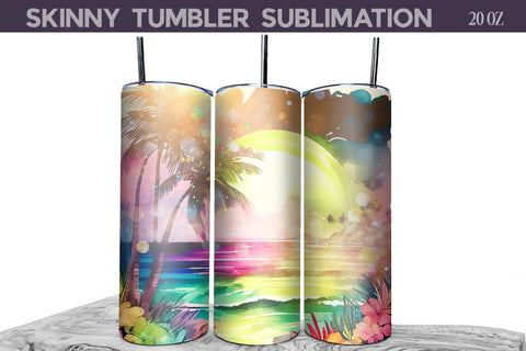Beach Tumbler Wrap | Sunset Tumbler Sublimation Sublimation WatercolorColorDream 