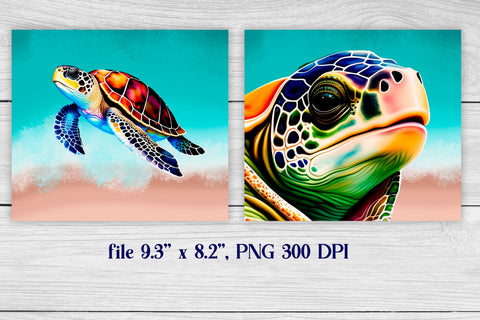 Beach tumbler wrap | Turtle tumbler design Sublimation Svetana Studio 
