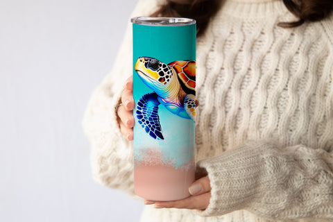 Beach tumbler wrap | Turtle tumbler design Sublimation Svetana Studio 
