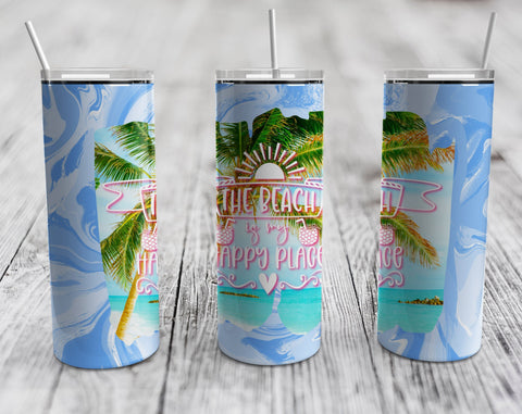 Beach Tumbler Wraps Bundle, 20 Oz Skinny Tumbler Beach Quote Designs, Beach Sublimation Designs For Tumblers, 5 Designs Sublimation HappyDesignStudio 