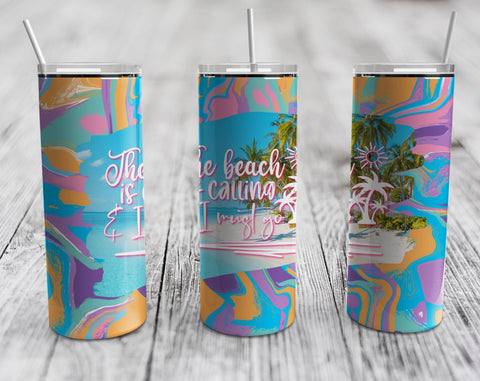 Beach Tumbler Wraps Bundle, 20 Oz Skinny Tumbler Beach Quote Designs, Beach Sublimation Designs For Tumblers, 5 Designs Sublimation HappyDesignStudio 