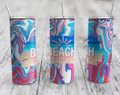 Beach Tumbler Wraps Bundle, 20 Oz Skinny Tumbler Beach Quote Designs, Beach Sublimation Designs For Tumblers, 5 Designs Sublimation HappyDesignStudio 