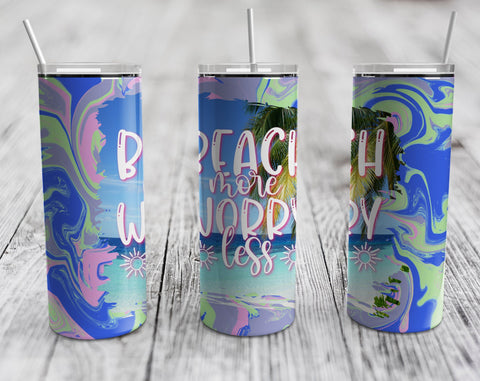 Beach Tumbler Wraps Bundle, 20 Oz Skinny Tumbler Beach Quote Designs, Beach Sublimation Designs For Tumblers, 5 Designs Sublimation HappyDesignStudio 