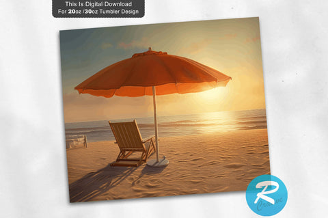 Beach Umbrella 20 Oz / 30 Oz Tumbler PNG Sublimation Regulrcrative 
