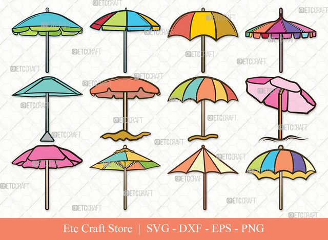Beach Umbrella Clipart SVG Cut File | Beach Umbrella Svg | Beach Svg | Summer Svg | Bundle SVG ETC Craft 