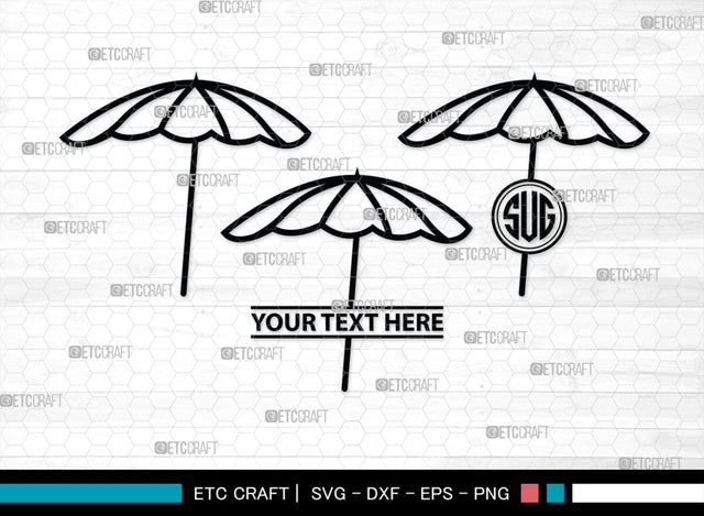 Beach Umbrella Monogram, Beach Umbrella Silhouette, Beach Umbrella SVG, Beach Svg, Summer Svg, Vacation Svg, Outdoor Umbrella Svg, SB00466 SVG ETC Craft 
