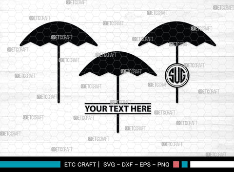 Beach Umbrella Monogram, Beach Umbrella Silhouette, Beach Umbrella SVG, Beach Svg, Summer Svg, Vacation Svg, Outdoor Umbrella Svg, SB00466 SVG ETC Craft 
