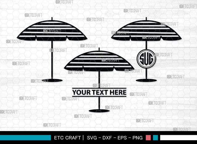 Beach Umbrella Monogram, Beach Umbrella Silhouette, Beach Umbrella SVG, Beach Svg, Summer Svg, Vacation Svg, Outdoor Umbrella Svg, SB00466 SVG ETC Craft 