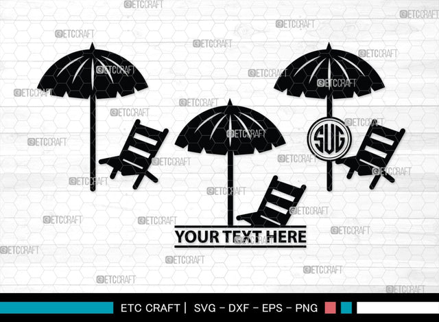 Beach Umbrella Monogram, Beach Umbrella Silhouette, Beach Umbrella SVG, Beach Svg, Summer Svg, Vacation Svg, Outdoor Umbrella Svg, SB00466 SVG ETC Craft 