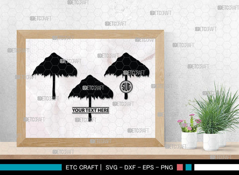 Beach Umbrella Monogram, Beach Umbrella Silhouette, Beach Umbrella SVG, Beach Svg, Summer Svg, Vacation Svg, Outdoor Umbrella Svg, SB00466 SVG ETC Craft 