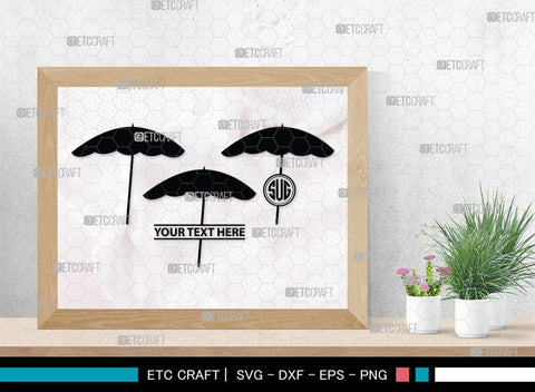 Beach Umbrella Monogram, Beach Umbrella Silhouette, Beach Umbrella SVG, Beach Svg, Summer Svg, Vacation Svg, Outdoor Umbrella Svg, SB00466 SVG ETC Craft 