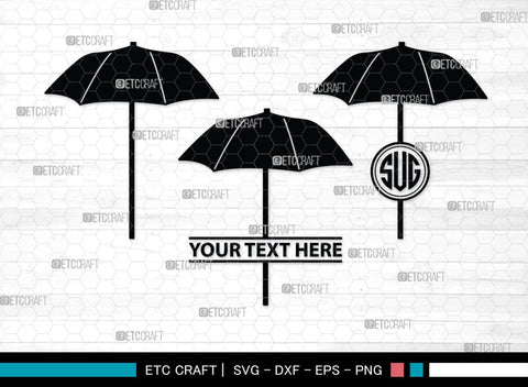 Beach Umbrella Monogram, Beach Umbrella Silhouette, Beach Umbrella SVG, Beach Svg, Summer Svg, Vacation Svg, Outdoor Umbrella Svg, SB00466 SVG ETC Craft 