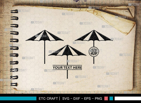 Beach Umbrella Monogram, Beach Umbrella Silhouette, Beach Umbrella SVG, Beach Svg, Summer Svg, Vacation Svg, Outdoor Umbrella Svg, SB00466 SVG ETC Craft 