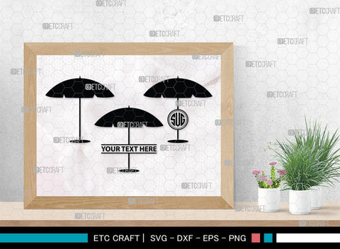 Beach Umbrella Monogram, Beach Umbrella Silhouette, Beach Umbrella SVG, Beach Svg, Summer Svg, Vacation Svg, Outdoor Umbrella Svg, SB00466 SVG ETC Craft 