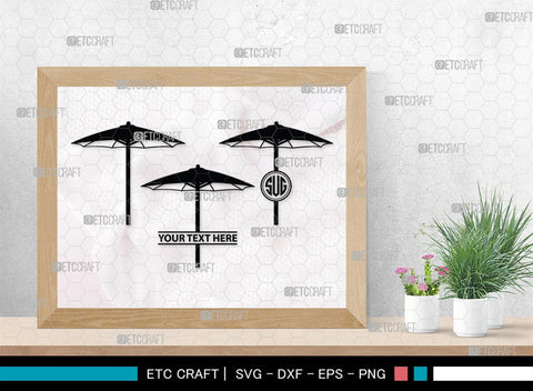 Beach Umbrella Monogram, Beach Umbrella Silhouette, Beach Umbrella SVG, Beach Svg, Summer Svg, Vacation Svg, Outdoor Umbrella Svg, SB00466 SVG ETC Craft 