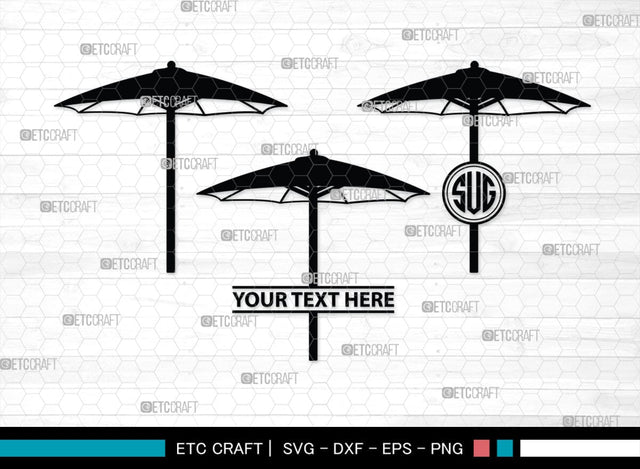 Beach Umbrella Monogram, Beach Umbrella Silhouette, Beach Umbrella SVG, Beach Svg, Summer Svg, Vacation Svg, Outdoor Umbrella Svg, SB00466 SVG ETC Craft 