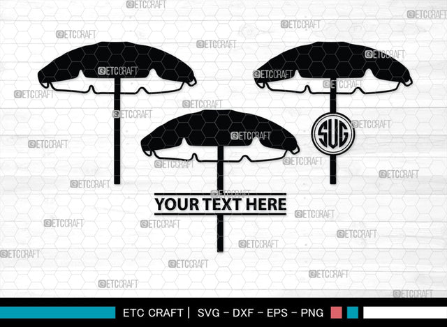 Beach Umbrella Monogram, Beach Umbrella Silhouette, Beach Umbrella SVG, Beach Svg, Summer Svg, Vacation Svg, Outdoor Umbrella Svg, SB00466 SVG ETC Craft 