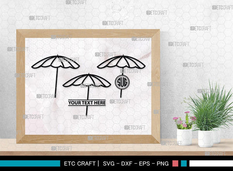 Beach Umbrella Monogram, Beach Umbrella Silhouette, Beach Umbrella SVG, Beach Svg, Summer Svg, Vacation Svg, Outdoor Umbrella Svg, SB00466 SVG ETC Craft 