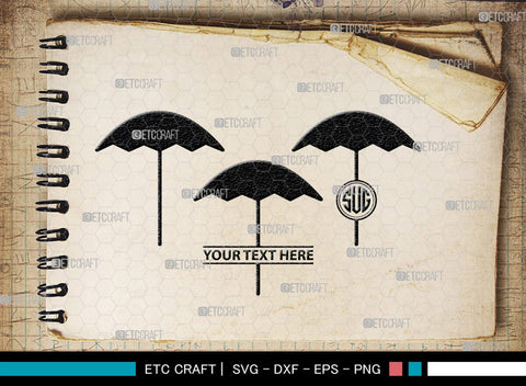 Beach Umbrella Monogram, Beach Umbrella Silhouette, Beach Umbrella SVG, Beach Svg, Summer Svg, Vacation Svg, Outdoor Umbrella Svg, SB00466 SVG ETC Craft 