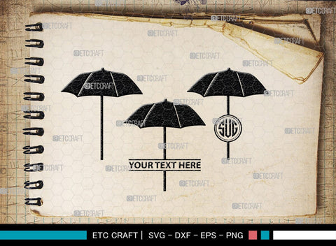 Beach Umbrella Monogram, Beach Umbrella Silhouette, Beach Umbrella SVG, Beach Svg, Summer Svg, Vacation Svg, Outdoor Umbrella Svg, SB00466 SVG ETC Craft 