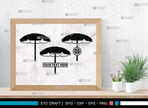Beach Umbrella Monogram, Beach Umbrella Silhouette, Beach Umbrella SVG, Beach Svg, Summer Svg, Vacation Svg, Outdoor Umbrella Svg, SB00466 SVG ETC Craft 