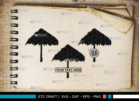 Beach Umbrella Monogram, Beach Umbrella Silhouette, Beach Umbrella SVG, Beach Svg, Summer Svg, Vacation Svg, Outdoor Umbrella Svg, SB00466 SVG ETC Craft 