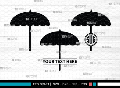 Beach Umbrella Monogram, Beach Umbrella Silhouette, Beach Umbrella SVG, Beach Svg, Summer Svg, Vacation Svg, Outdoor Umbrella Svg, SB00466 SVG ETC Craft 