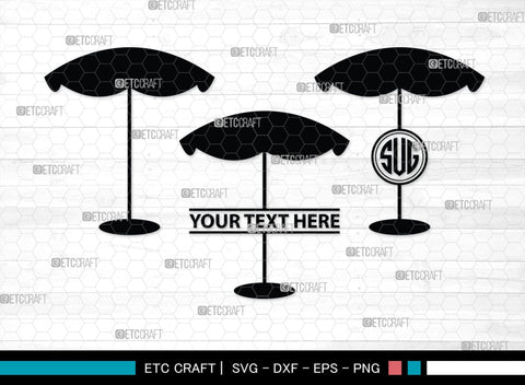 Beach Umbrella Monogram, Beach Umbrella Silhouette, Beach Umbrella SVG, Beach Svg, Summer Svg, Vacation Svg, Outdoor Umbrella Svg, SB00466 SVG ETC Craft 