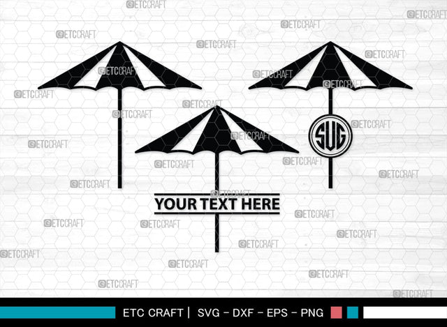 Beach Umbrella Monogram, Beach Umbrella Silhouette, Beach Umbrella SVG, Beach Svg, Summer Svg, Vacation Svg, Outdoor Umbrella Svg, SB00466 SVG ETC Craft 