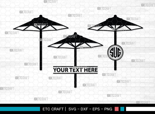 Beach Umbrella Monogram, Beach Umbrella Silhouette, Beach Umbrella SVG, Beach Svg, Summer Svg, Vacation Svg, Outdoor Umbrella Svg, SB00466 SVG ETC Craft 