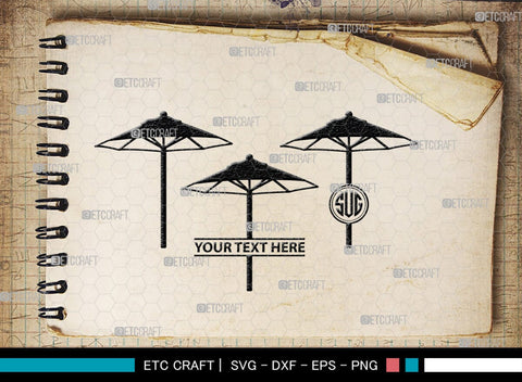 Beach Umbrella Monogram, Beach Umbrella Silhouette, Beach Umbrella SVG, Beach Svg, Summer Svg, Vacation Svg, Outdoor Umbrella Svg, SB00466 SVG ETC Craft 