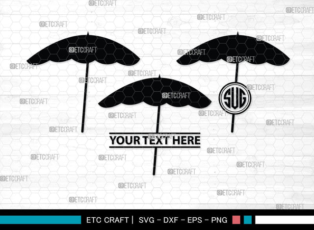 Beach Umbrella Monogram, Beach Umbrella Silhouette, Beach Umbrella SVG, Beach Svg, Summer Svg, Vacation Svg, Outdoor Umbrella Svg, SB00466 SVG ETC Craft 