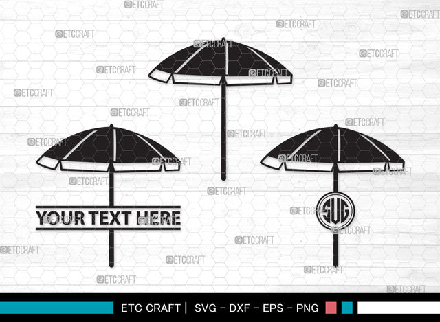 Beach Umbrella Monogram SVG | Beach Umbrella Svg | Beach Svg | Summer Svg | Beach Umbrella Monogram SVG ETC Craft 
