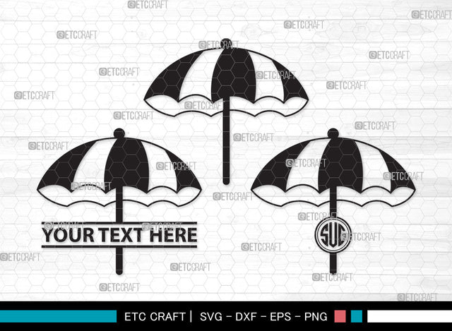 Beach Umbrella Monogram SVG | Beach Umbrella Svg | Beach Svg | Summer Svg | Beach Umbrella Monogram SVG ETC Craft 