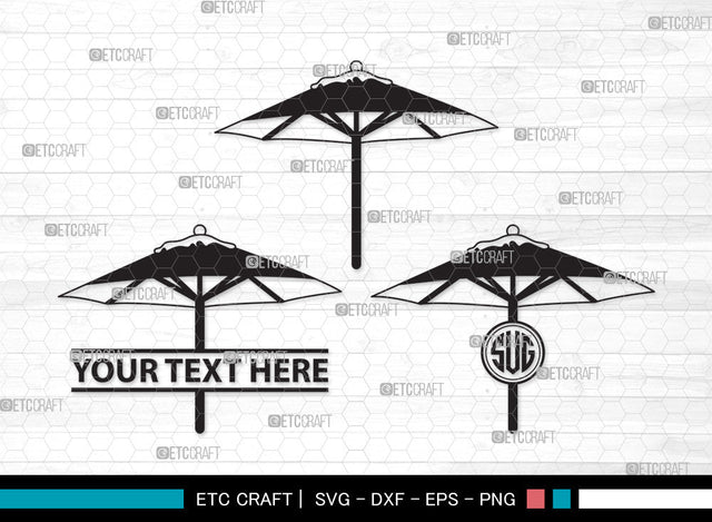 Beach Umbrella Monogram SVG | Beach Umbrella Svg | Beach Svg | Summer Svg | Beach Umbrella Monogram SVG ETC Craft 