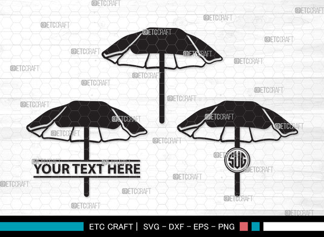 Beach Umbrella Monogram SVG | Beach Umbrella Svg | Beach Svg | Summer Svg | Beach Umbrella Monogram SVG ETC Craft 