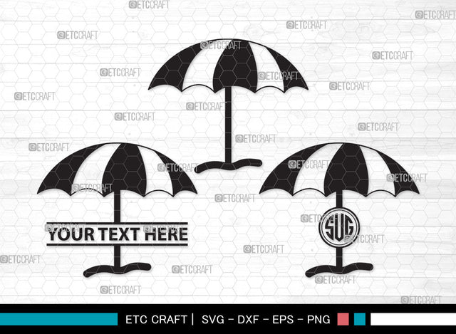 Beach Umbrella Monogram SVG | Beach Umbrella Svg | Beach Svg | Summer Svg | Beach Umbrella Monogram SVG ETC Craft 