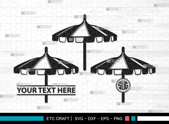Beach Umbrella Monogram SVG | Beach Umbrella Svg | Beach Svg | Summer Svg | Beach Umbrella Monogram SVG ETC Craft 