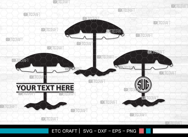 Beach Umbrella Monogram SVG | Beach Umbrella Svg | Beach Svg | Summer Svg | Beach Umbrella Monogram SVG ETC Craft 
