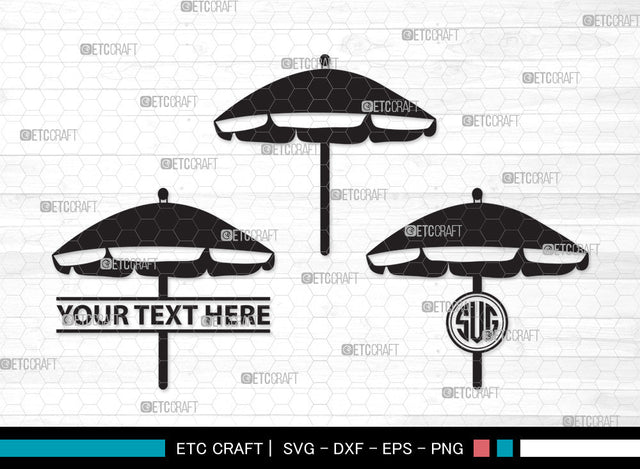Beach Umbrella Monogram SVG | Beach Umbrella Svg | Beach Svg | Summer Svg | Beach Umbrella Monogram SVG ETC Craft 