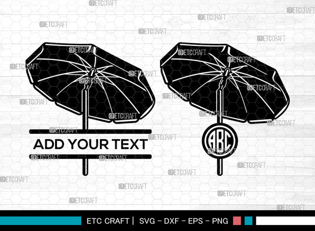 Beach Umbrella Monogram SVG, Umbrella Svg, Beach Svg,Split Monogram Svg, Beach Umbrella Svg SVG ETC Craft 