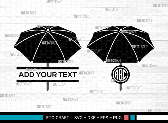 Beach Umbrella Monogram SVG, Umbrella Svg, Beach Svg,Split Monogram Svg, Beach Umbrella Svg SVG ETC Craft 