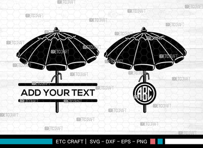 Beach Umbrella Monogram SVG, Umbrella Svg, Beach Svg,Split Monogram Svg, Beach Umbrella Svg SVG ETC Craft 
