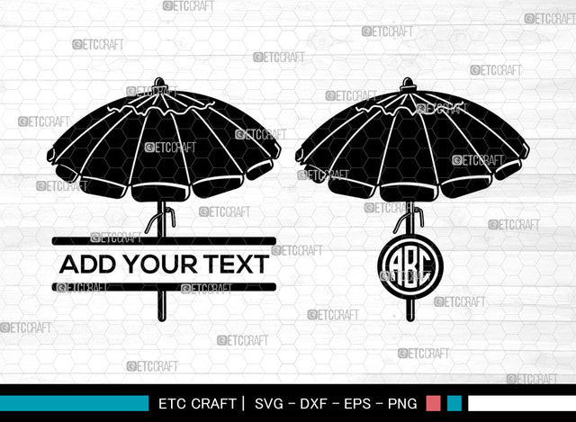 Beach Umbrella Monogram SVG, Umbrella Svg, Beach Svg,Split Monogram Svg, Beach Umbrella Svg SVG ETC Craft 
