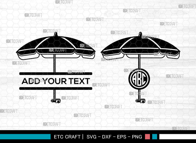 Beach Umbrella Monogram SVG, Umbrella Svg, Beach Svg,Split Monogram Svg, Beach Umbrella Svg SVG ETC Craft 