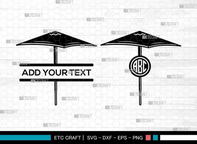 Beach Umbrella Monogram SVG, Umbrella Svg, Beach Svg,Split Monogram Svg, Beach Umbrella Svg SVG ETC Craft 