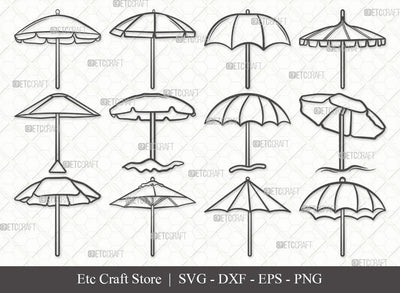 Beach Umbrella Outline SVG Cut File | Beach Umbrella Svg | Beach Svg | Summer Svg | Bundle SVG ETC Craft 