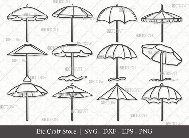 Beach Umbrella Outline SVG Cut File | Beach Umbrella Svg | Beach Svg | Summer Svg | Bundle SVG ETC Craft 