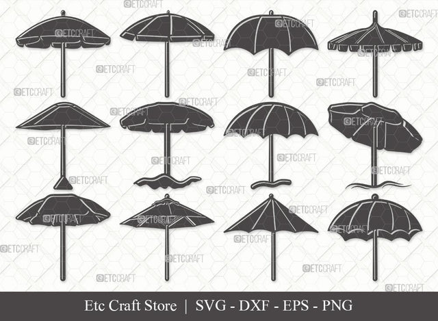 Beach Umbrella Silhouette SVG Cut File | Beach Umbrella Svg | Beach Svg | Summer Svg | Bundle SVG ETC Craft 