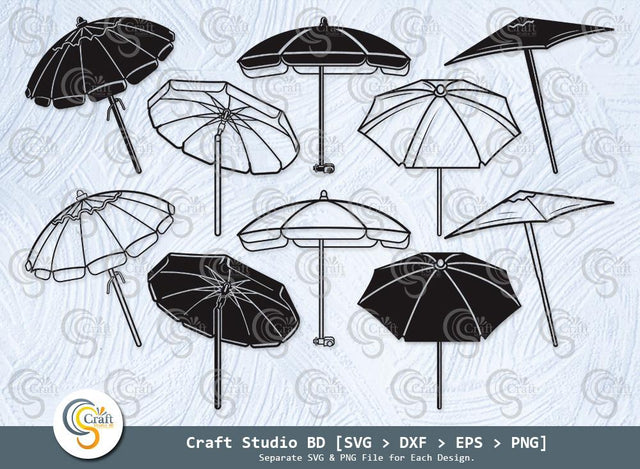 Beach Umbrella Silhouette, Umbrella Svg, Beach Svg, Summer Svg, Beach Umbrella Svg Bundle SVG ETC Craft 